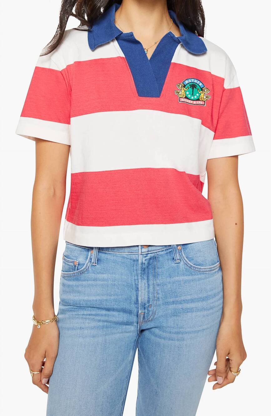 NEW MOTHER short sleeve match top in teaberry and fluff
